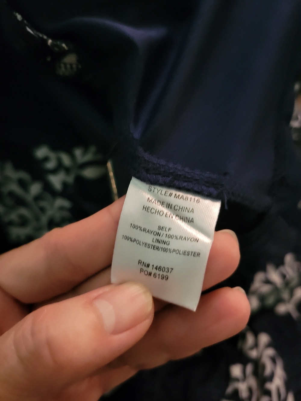Miss Avenue | NWT Navy/White Boho Floral Maxi Dress (SIZE L) - Picture 7 of 16